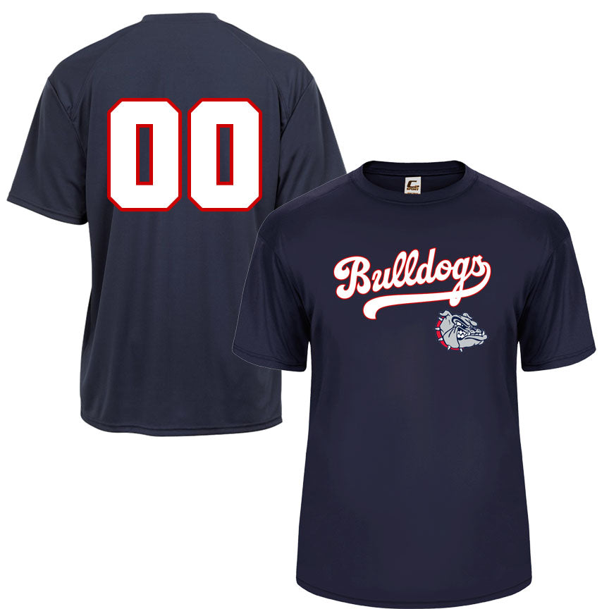 Bulldogs Cotton Short sleeve Shirt Adult and Youth WITH NUMBER